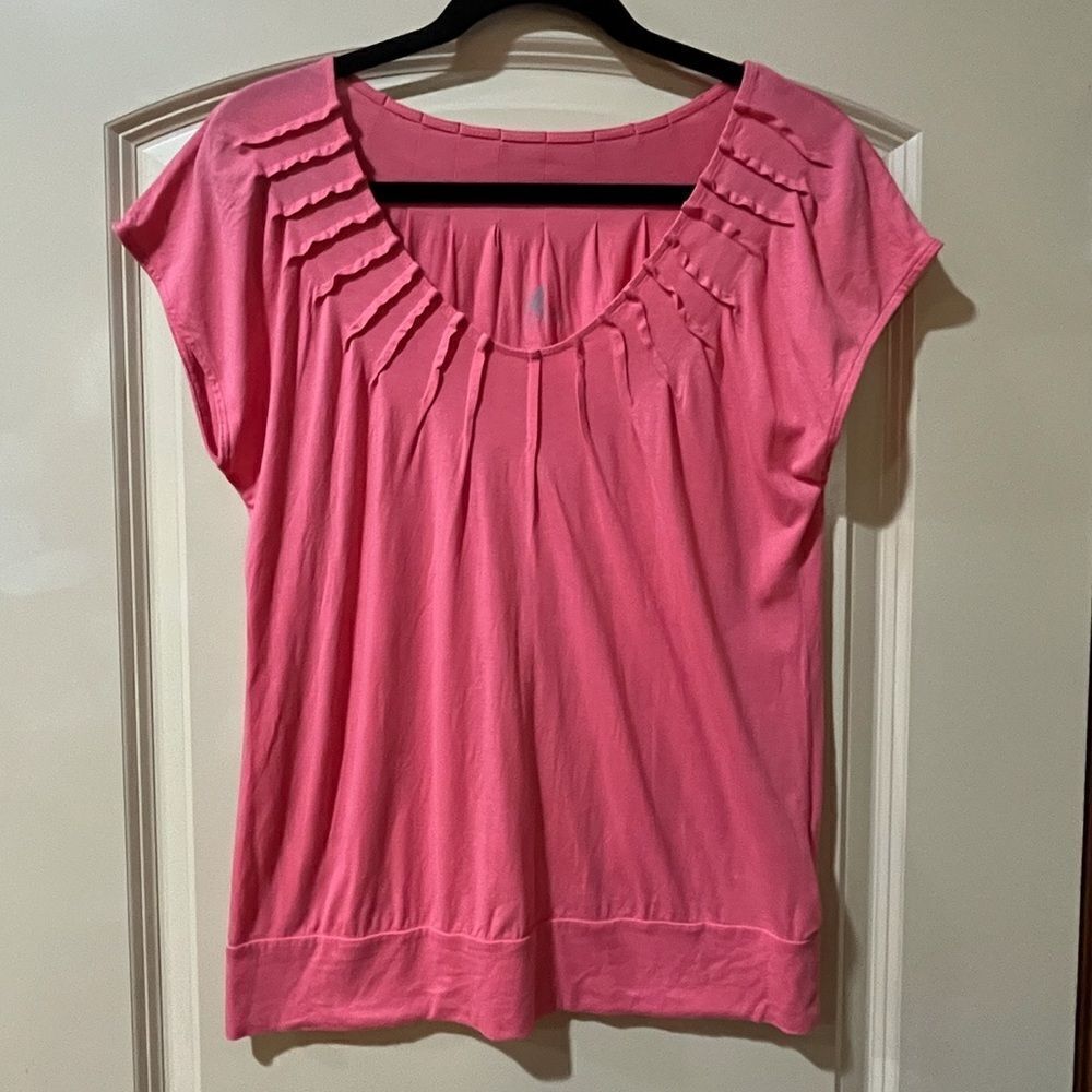 ANTHROPOLOGIE Short Sleeve Scoop Neck Top Pink Women’s Size Medium